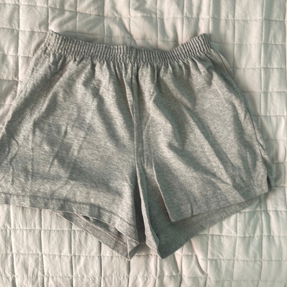 Grey shorts! Have an elastic band around waist to fit more comfortable! Used